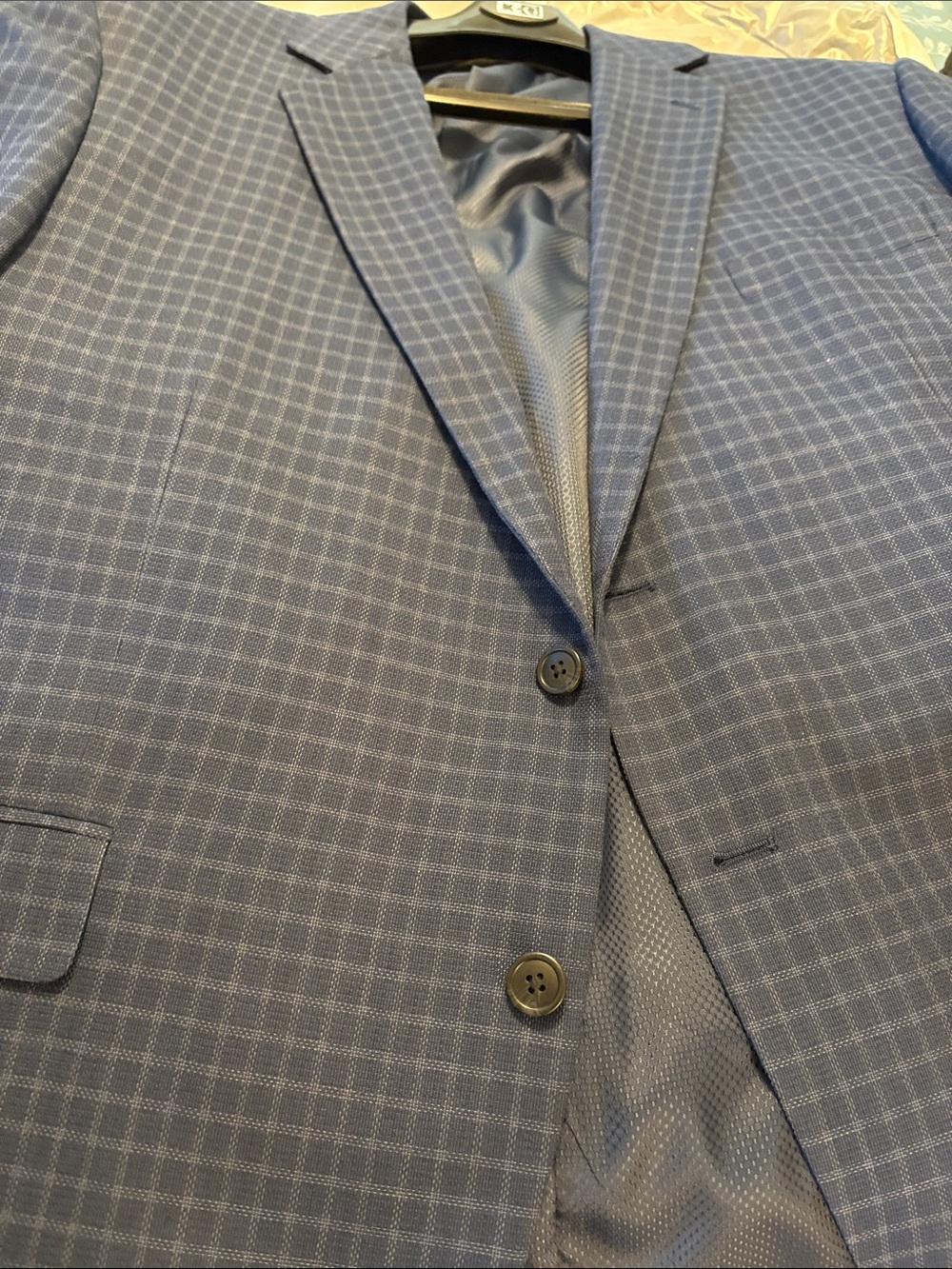Men's Blue Windowpane Pattern Blazer by Oak Hill